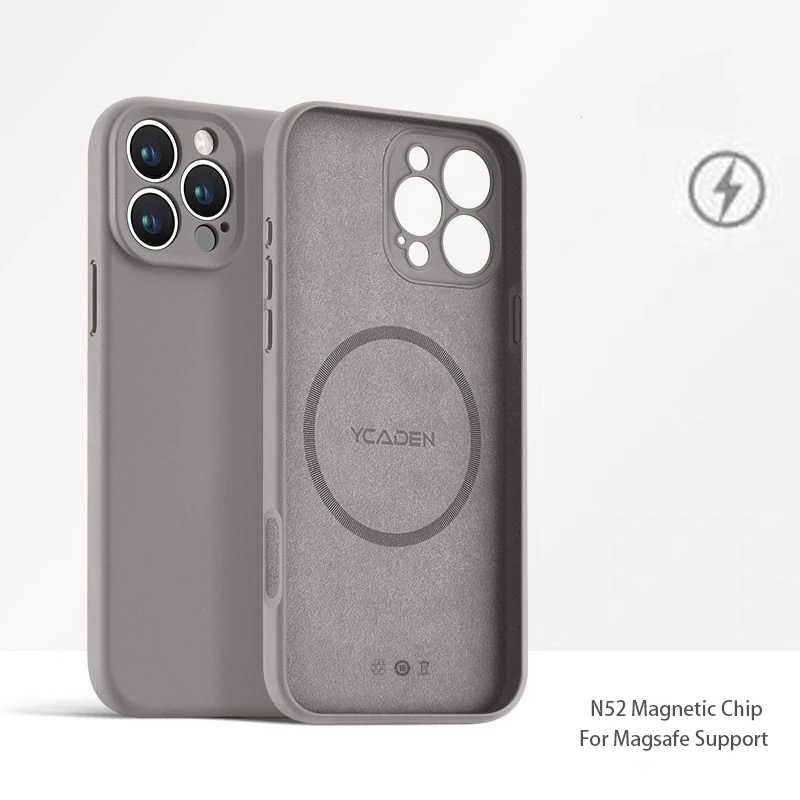 Magnetic Wireless Charging Liquid Silicone Case with Fluffy Lens Protection
