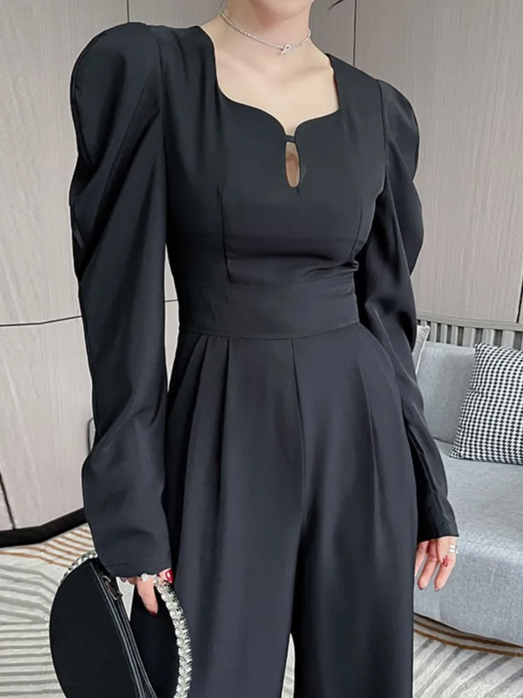 

Women's Spring Jumpsuit Long Sleeve Casual Overalls Elegant Fashion Femme Wide-Leg Loose Streetwear Romper