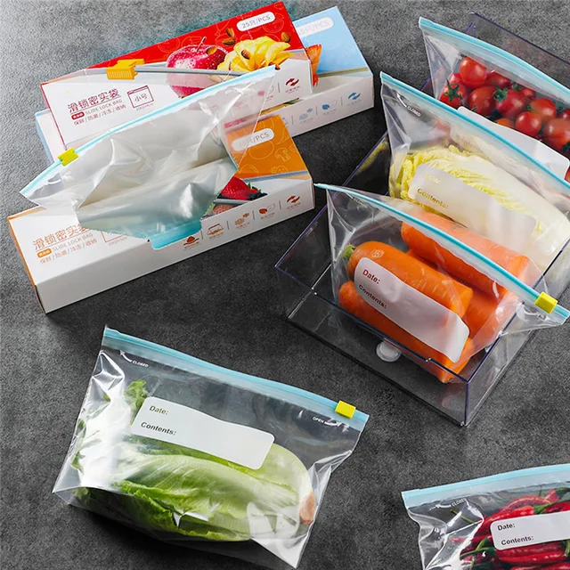 15-25Pcs Reusable Zipper Bag Stand Up Zip Shut Plastic Freezer Bag