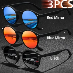 Vintage Oval Sunglasses: Unisex Fashion Luxury Designer Retro Eyewear (Blue - Red - Black)