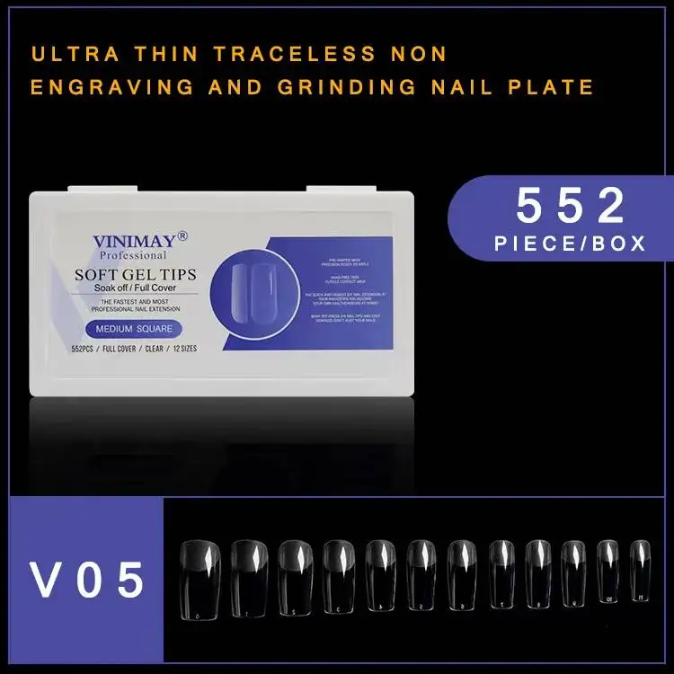VINIMAY-7 가지 스타일 인조 손톱, No-Trace 프랜치 풀/하프 네일 팁, 가짜 아크릴 네일 팁, UV 젤 매니큐어 인조 네일 팁, 522 개