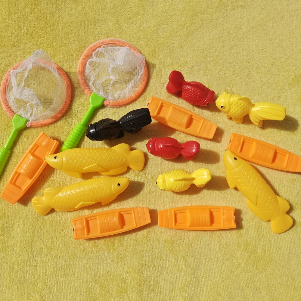 15pcs Fishing Toys Plastic Fish Goldfish Pretend Playset Large