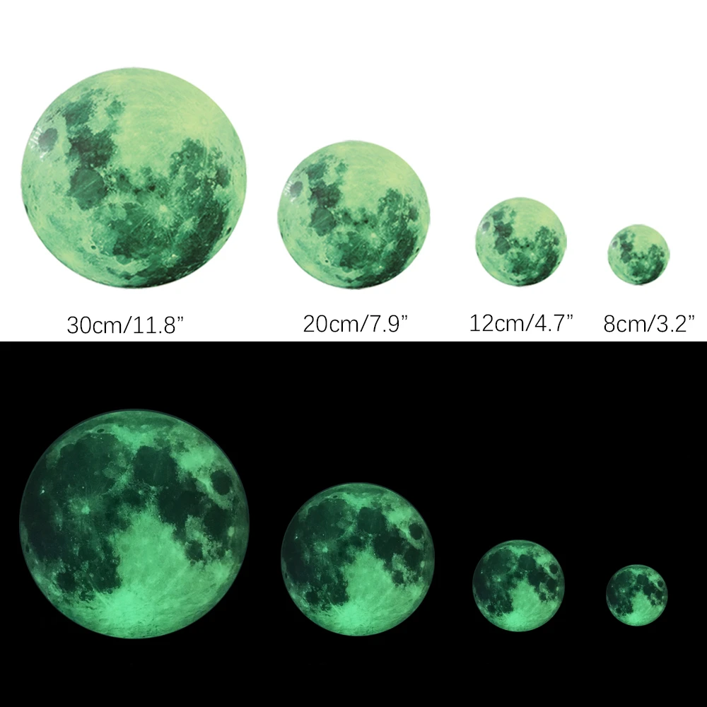 8/12/20/30cm 1 Stück Mond Fluoreszierender Aufkleber DIY 3D Mond Erde Wandaufkleber Raumdekoration Wohnungsdekoration – Detail 3