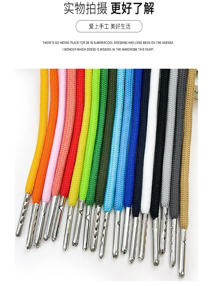 Sweatpants Drawstring Strap Metal Head Sports Pants Cotton Rope Belt Hoodies Accessories DIY Sewing Band Supplies 1Pcs cotton rope clothing accessories pants strap sports pants