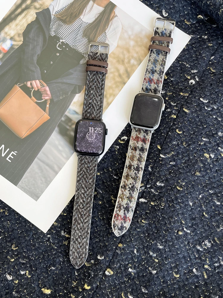 Elegant Woolen Strap For Apple Watch 7 6 SE 5 4 3 2 Girl Lady