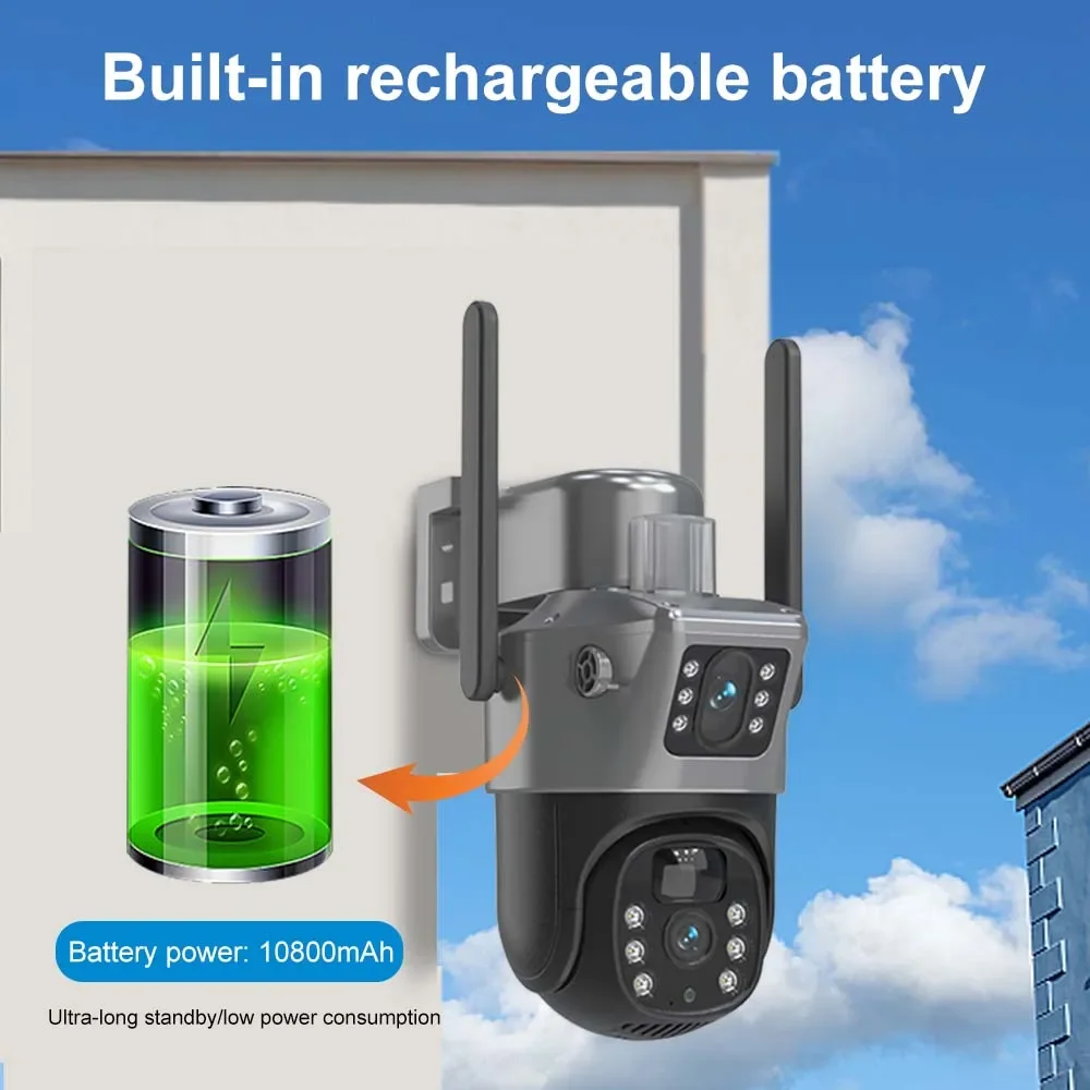 Solar Battery CCTV IP Camera - 4G Sim Card Dual Lens Dual Screen Outdoor Security Protection 4K 8MP 9 S4e0861a491b5484d8e9bc8bb5f6b718bn