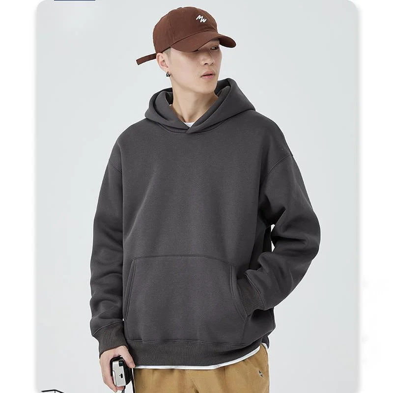 

2023 Autumn Winter Warm New Hooded Hoodies Men Thick 500g Fabric Solid Basic Sweatshirts Casual Quality Jogger Texture Pullovers