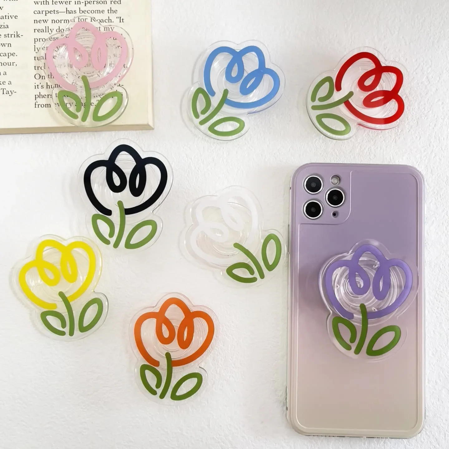 Tulip Flowers Foldable Finger Ring Phone Holder and Stand