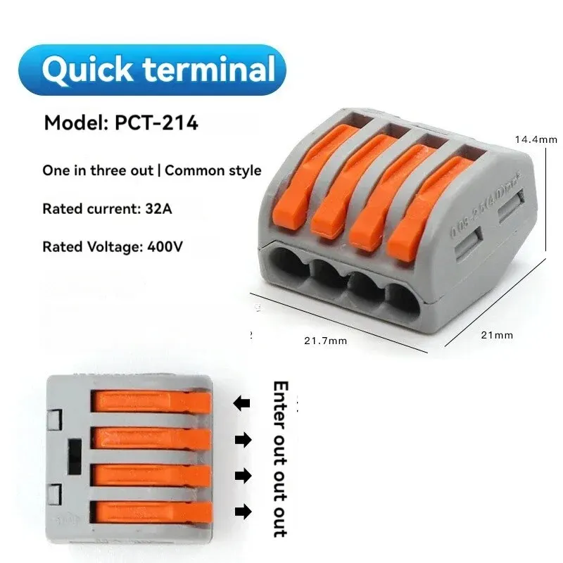 Terminal Connector 10pcs Quick Terminal Connector JM-212/ 213 /214 Hard And Soft Wire Parallel Connector Press The Wire Terminal PCT