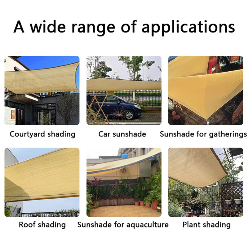 Sunshade Net 2m/3m/4m Beige Wrap-around Perforated Thickened Heat Insulation Summer Outdoor Shade Screen