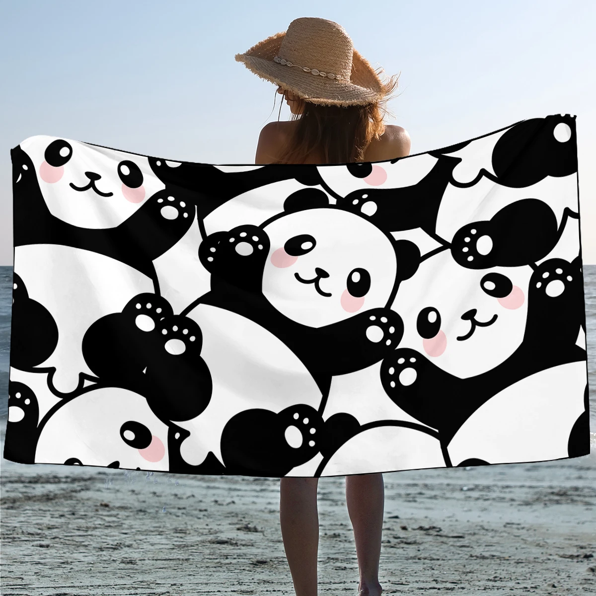 BeddingOutlet Panda Bath Towel Bathroom Microfiber Cartoon Beach Towel Animal Kids Teen Shower Summer Blanket Toalla