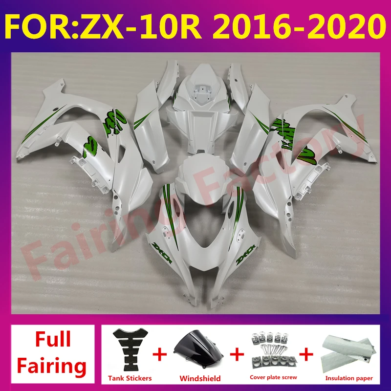 

New ABS Motorcycle Fairings Kit fit for ZX-10R ZX10R zx 10r 2016 2017 2018 2019 2020 Bodywork full fairing kits zxmt set white