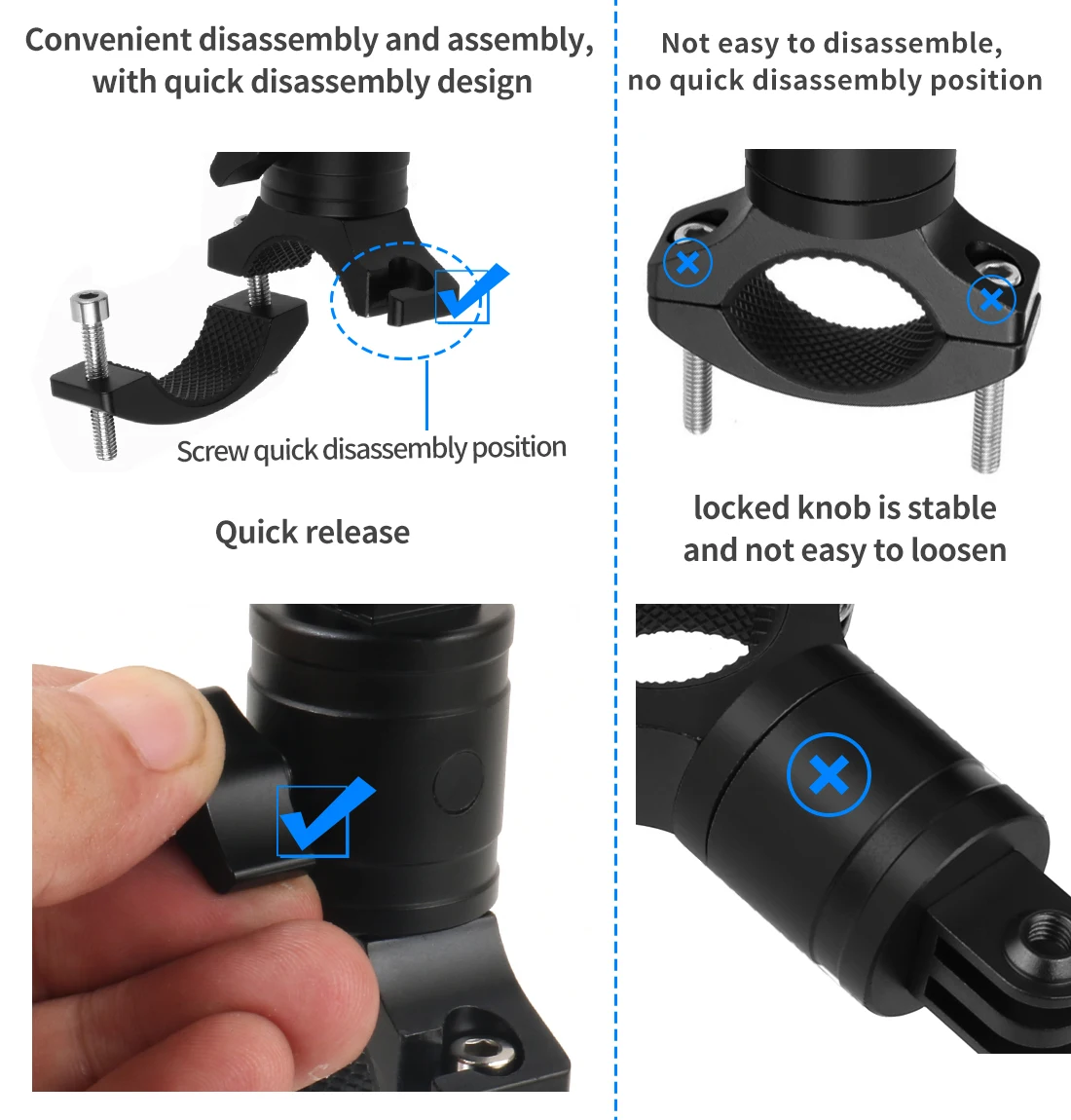Action Kamera Montage Lenker Klemme Stativ Halterung 1/4 Schraube Kopf Adapter für GoPro 13 12 11 Kamera Telefon Stativ Selfie Stick – Detail 9