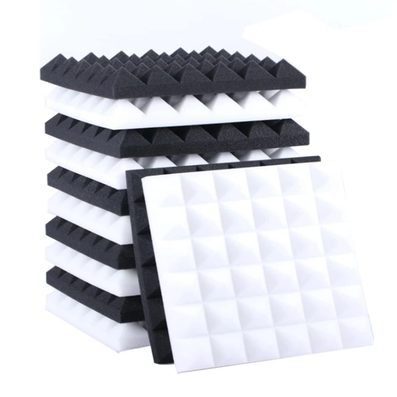 

Hot YO-24 Pack Sound Proof Foam Panels,Acoustic Foam Panels High Density Sound Absorption Pyramid Studio Treatment Wall Panels
