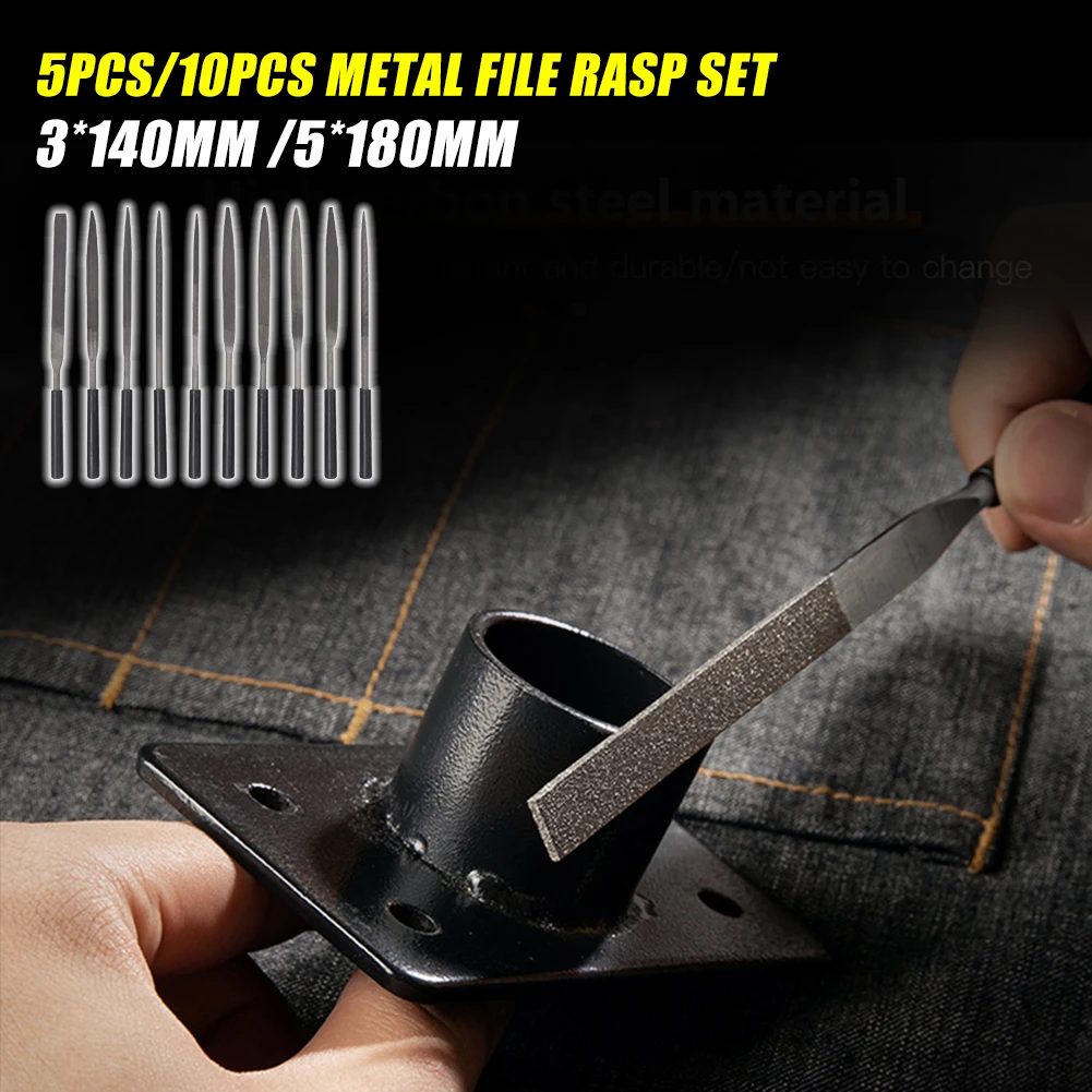 

5/10Pcs Metal File Rasp Set High Hardness Alloy File 3*140mm 5*180mm Comfortable Grip Including Flat Triangle Half-Round Square