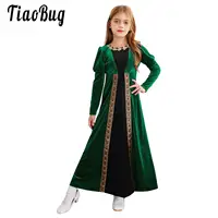 Robe de princesse médiévale en velours pour filles, manches longues, robe rétro Renaissance, robe longue romaine de prairie, fête d'Halloween et de carnaval 1