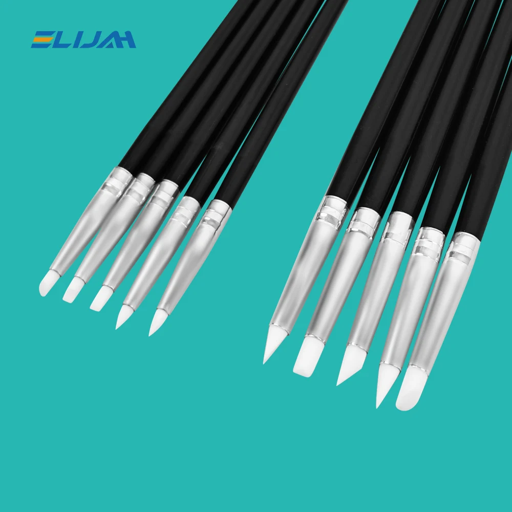 Dental Resin Brush Pens 5Pcs Silicone Nails Art Brushes Dentistry Composite Cement Porcelain Teeth Tool Dentistry Material