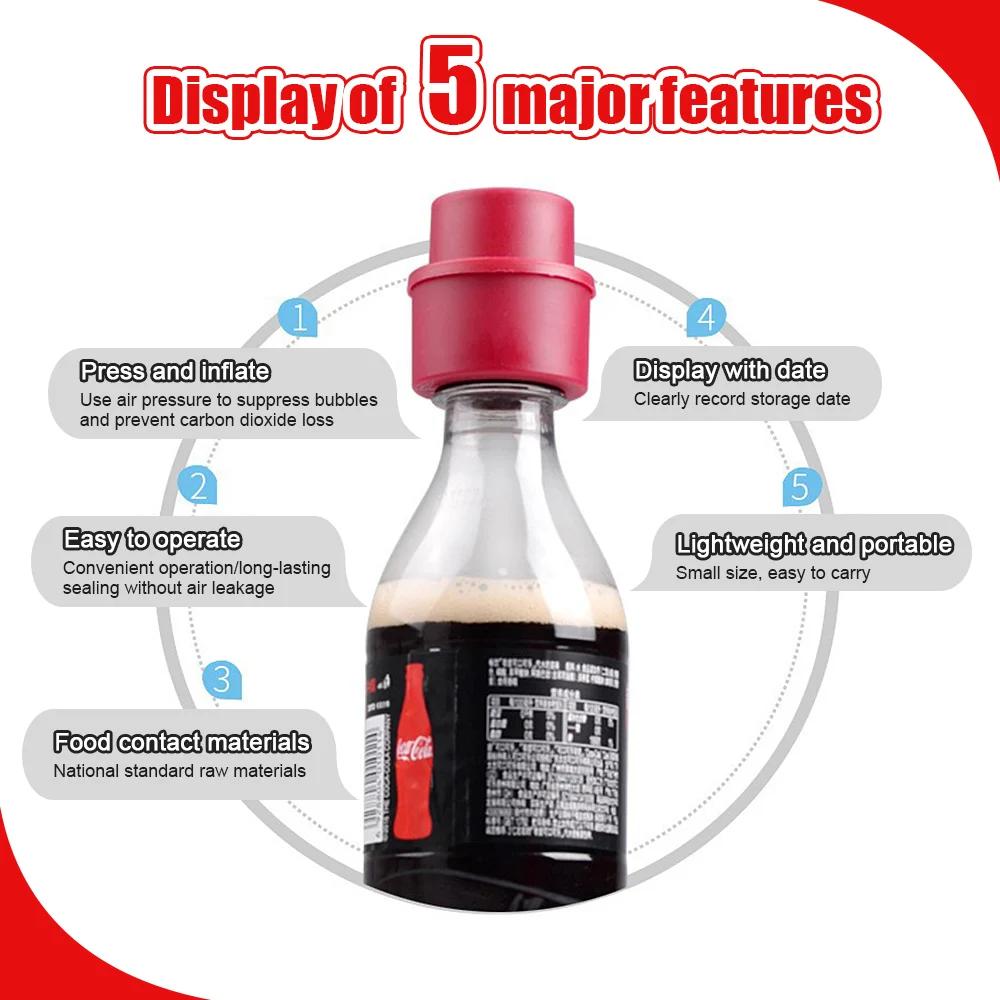 Bottle Stopper Inflatable Airtight Soda Cap Reusable Frizzy Drink Sealer Caps Carbonated Beverage 1-3Pcs,soda bottle stopper