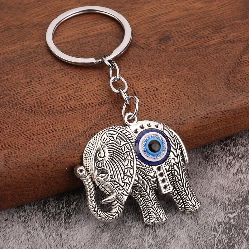 İyi Şanslar Nazar Mavi Göz Anahtarlık Vintage Gümüş Baykuş Fil Fatima El Kolye Anahtarlık Tılsım Takı Hediye Erkekler Kadınlar Için