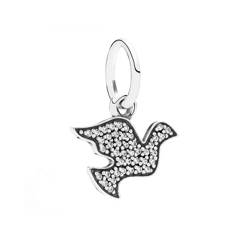 

Authentic 925 Sterling Silver Bead Symbol of Hope Freedom Dove Pendant Charm Fit Pandora Women Bracelet Bangle Gift DIY Jewelry