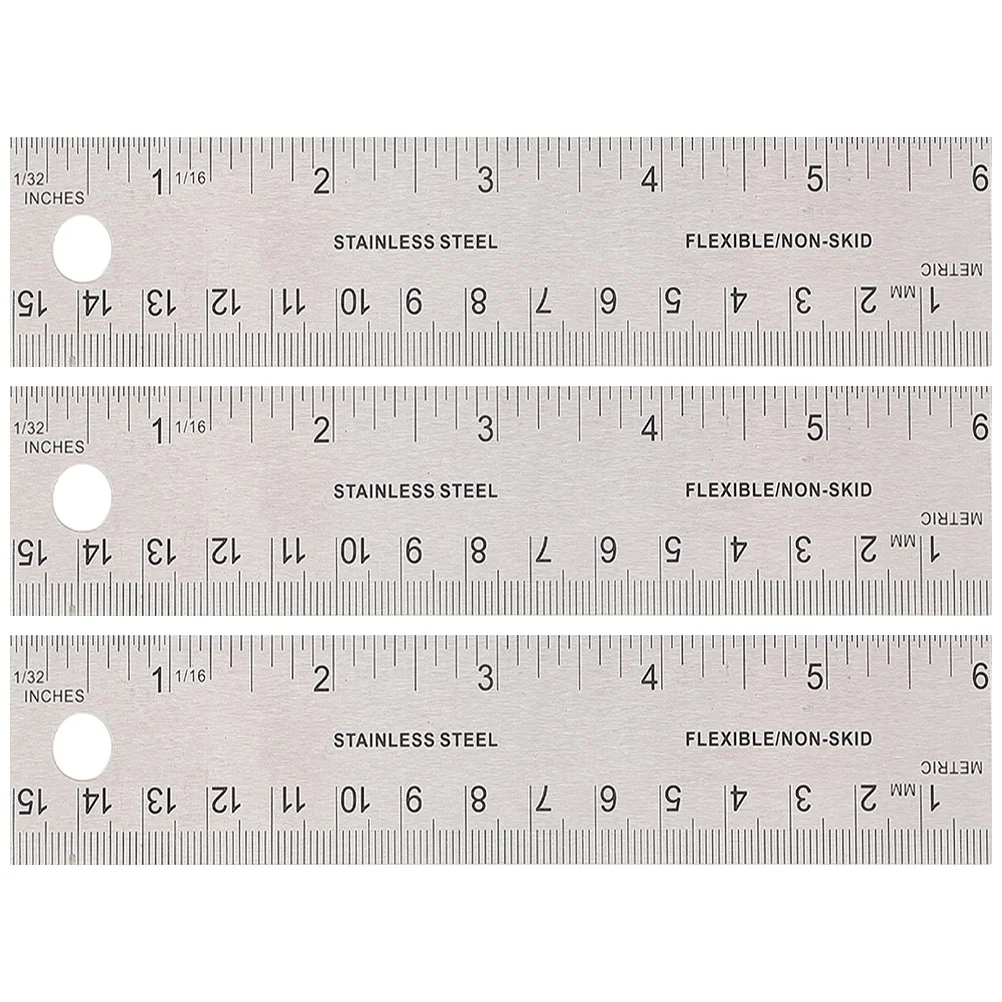 

3 Pcs Cork Ruler Student Supply Backed Stainless Steel Rulers for Kids Painting Backing Working Multi-function Straight Edges