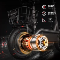 Scooter F2 Scooter électrique 500W 7.8Ah trottinette électrique 30km portée 30 km/h e-scooter avec panier Scooter pliable pour les déplacements quotidiens 6
