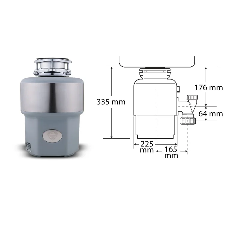 Измельчитель пищевых отходов STATUS Premium 300 (Стальная камера, усиленная система шумоизоляции -50%, 3 ступени измельчения, Объем камеры 1200 мл)