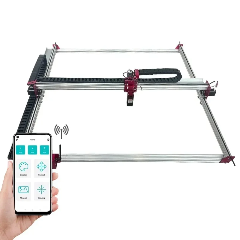 

2022 New Laser and CNC Engraving Machine 100*100cm Working Area Full Metal New Design APP Remote Control Carving Machine