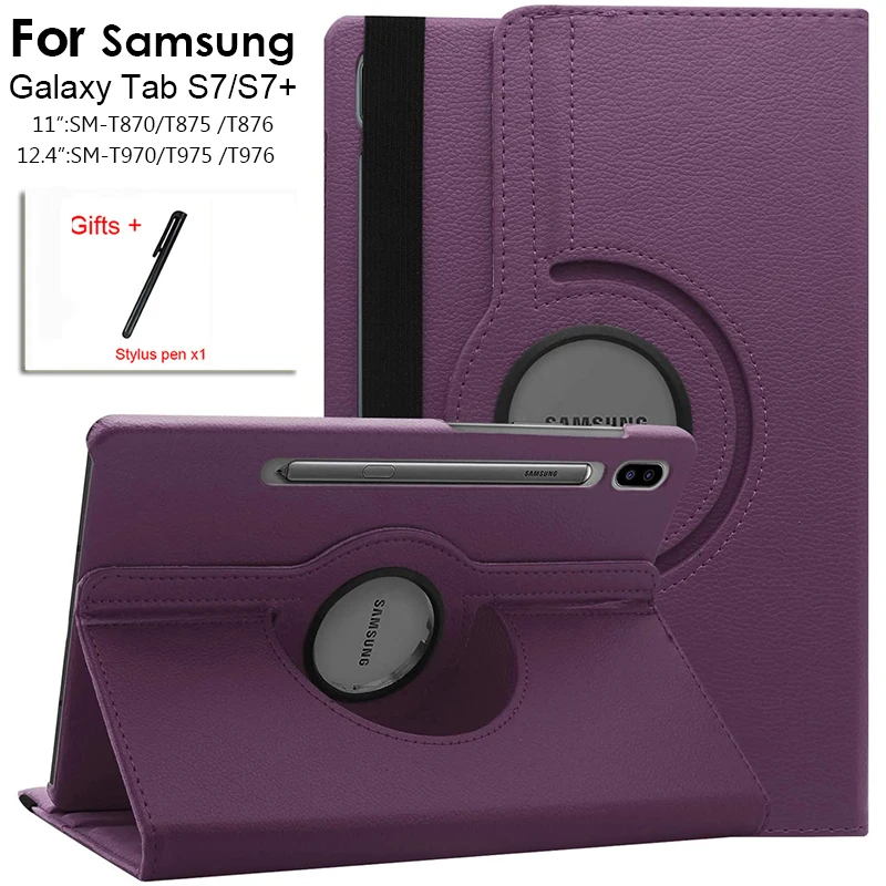 para Samsung Galaxy Tab s7 fe Plus 12.4 Polegada Case Sm-t870 T7875 Sm-t970 T975 Tablet Capa 360 Rotativa Suporte Flip Capa de Couro
