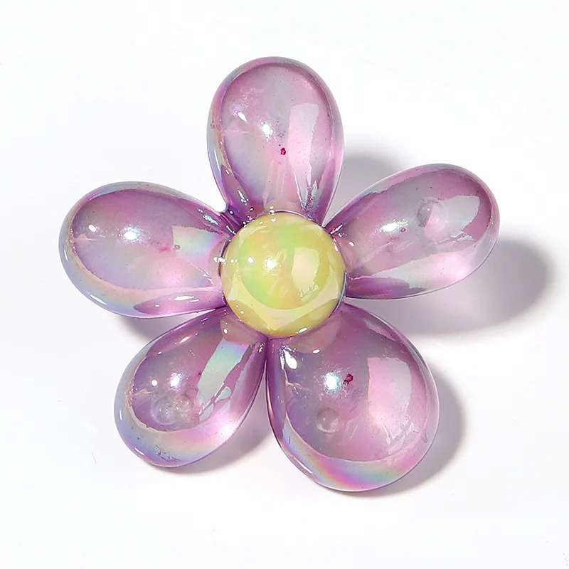 Colorful Acrylic Flower Beads - 5-Piece Set for Jewelry Crafting & DIY Accessories