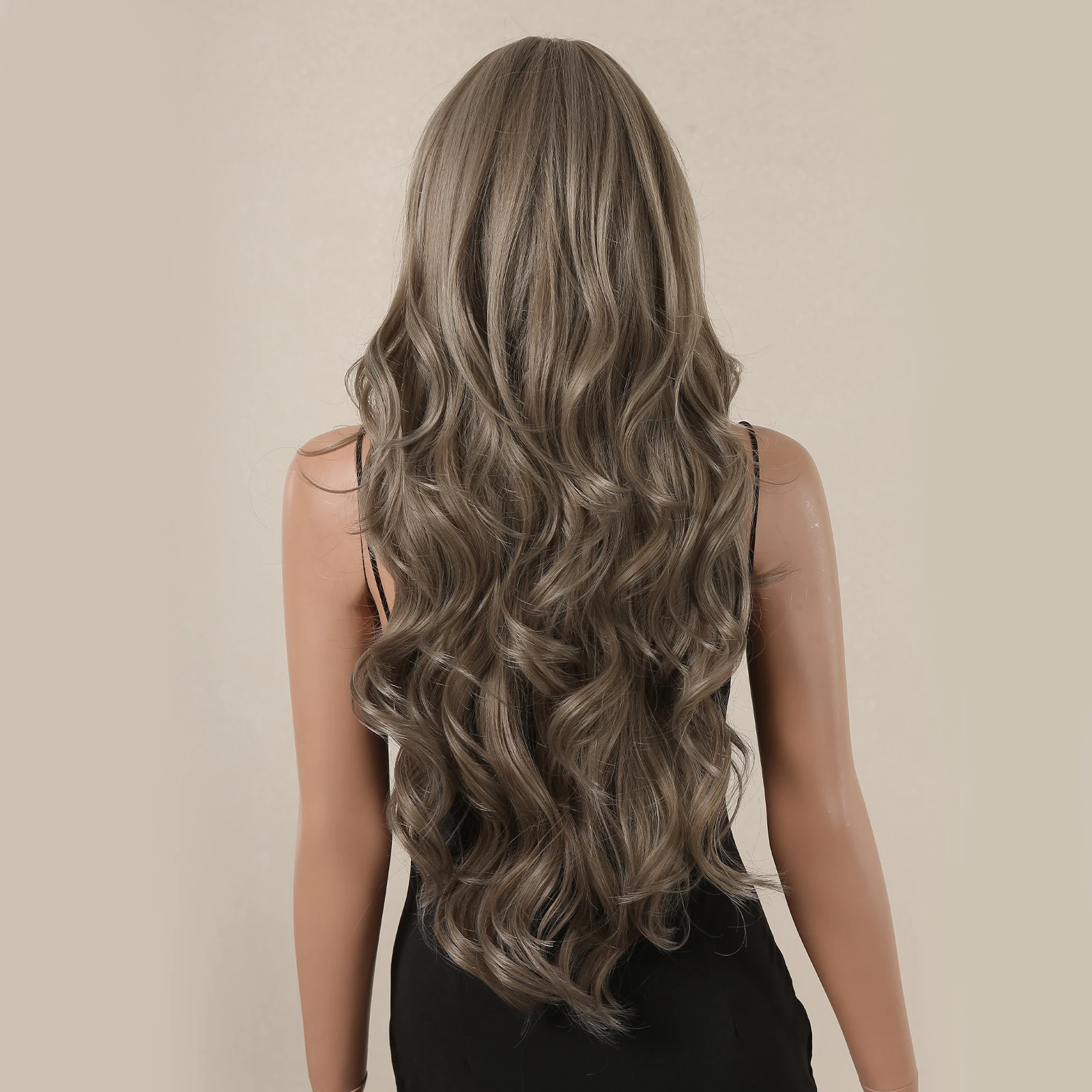 Milk Tea Brown Wig Synthetic Lace Front Wig For Women Long Curly Brown Hair Glueless Front Lace Heat Resistant Fiber Cosplay