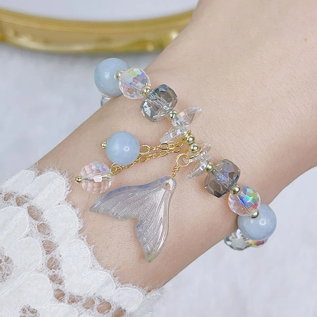 Korean style fresh fishtail crystal bracelet for women female sweet girl  friend gift mermaid jewelry - AliExpress