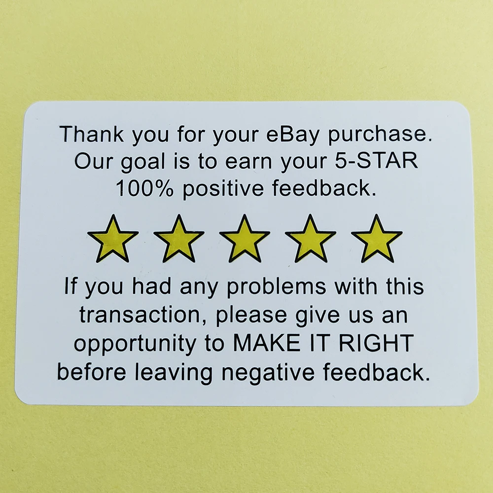 200 Pz 76X51Mm Ebay Recensione Avviso Acquisto 5 Stelle Feedback Positivo Promemoria Etichetta Adesiva Per Lo Shopping Esperienza Cura