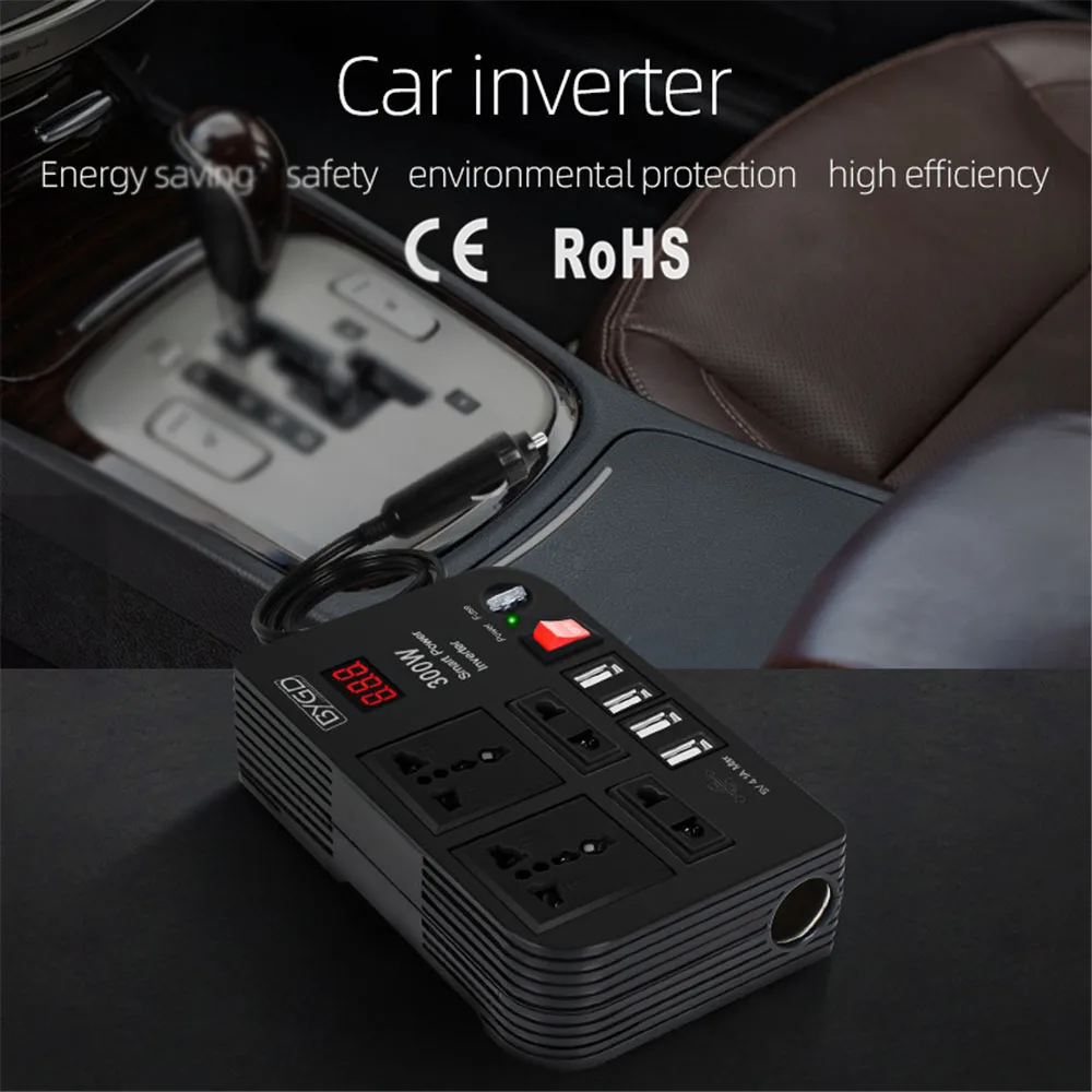 Inverter Auto 300W AUCARAUTO - Convertitore 12V To 230V Con PD 65W E QC 18W, Ricarica Laptop E Dispositivi USB