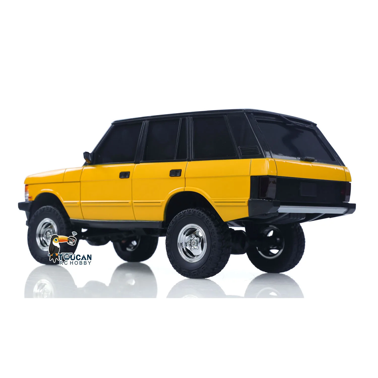 Châssis détaillé de la voiture RC 4x4 LDRC LD18401 montrant la suspension et les essieux.