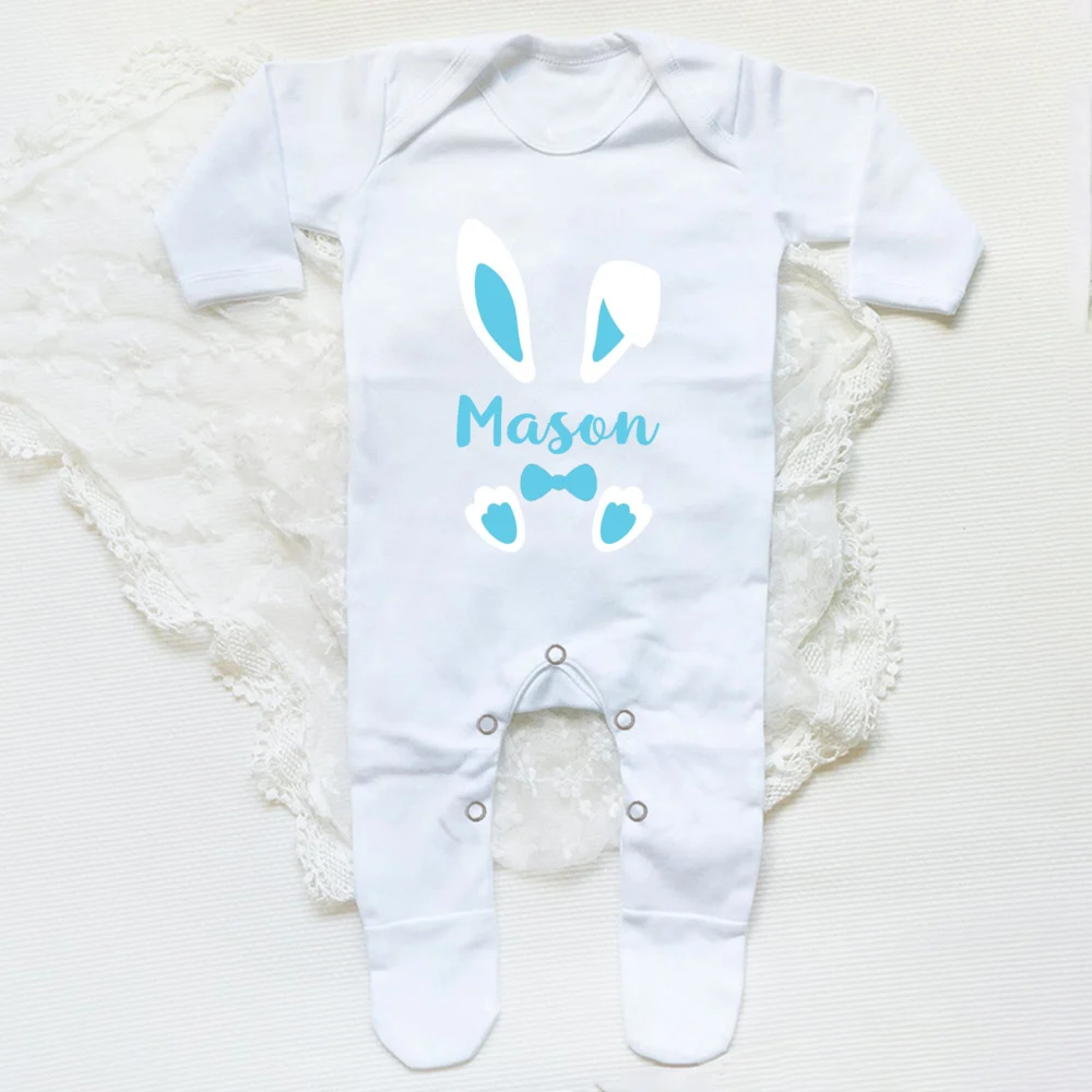 Personalised Easter Baby Romper Custom Name Infant Outfits Clothes Boy Girl Holiday Party Sleepsuit Cute Bunny Newborn Romper 6
