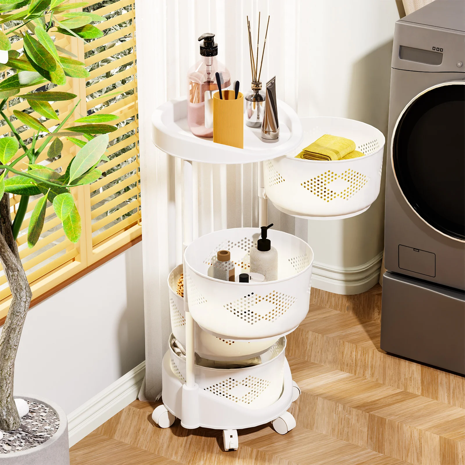 Rotating Trolley Vegetable Kitchen Storage Rack Kitchen Fruit Corner Narrow Slit Storage Cabinet Living Room Home Organizer Gift