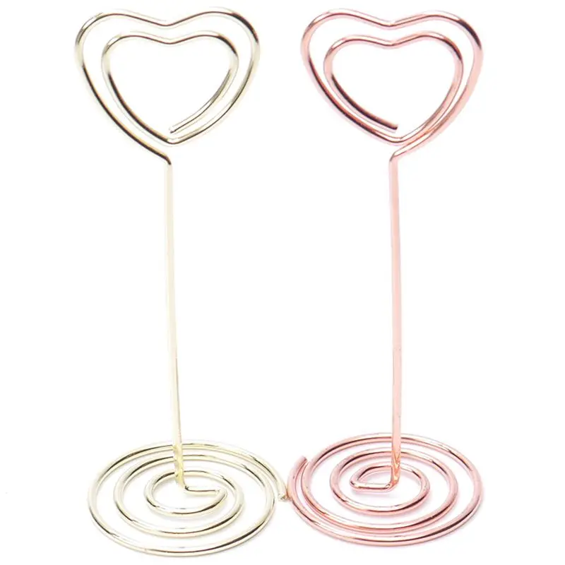 Promotion! 6 Pcs Heart Shape Photo Holder Stands Table Number Holders Place Card Paper Menu Clips For Wedding Party Decoration |