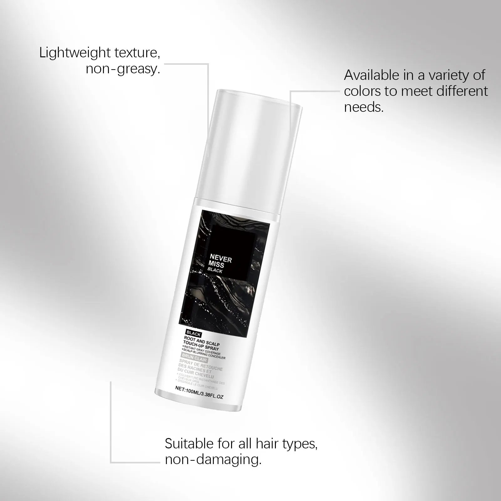 Cobertura temporal de canas, coloración rápida, suplemento para la línea del cabello, tinte para prevenir la sequedad, spray para retoque de raíces._voghion.com