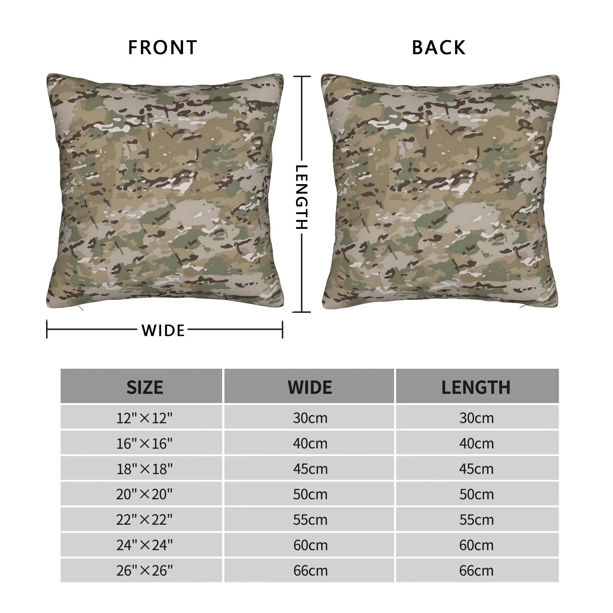 Federe per cuscini quadrate Multicam Camo in poliestere, fantasia mimetica militare, divertenti e decorative, 40x40 cm - immagine 4