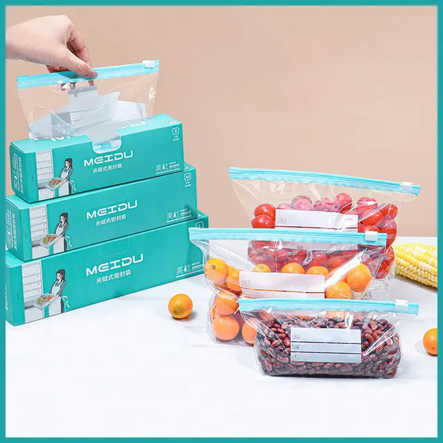 Sac à fermeture éclair réutilisable, sac de rangement Transparent de qualité alimentaire avec fermeture éclair, récipient en plastique de scellage, congélateur de voyage, cuisine de Camping 2