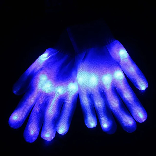1Pair LED Light Up Hand Finger Gloves Halloween Christmas Costume Dance Concert Supplies Flashing Glove Glow In The Dark Toys 2