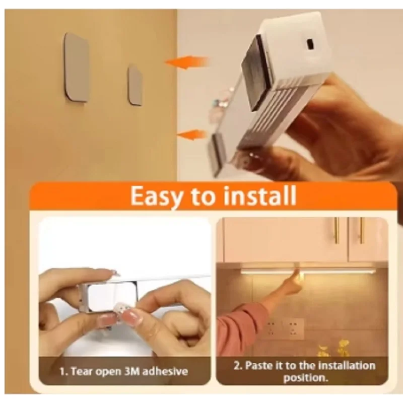 LED Motion Sensor Light Wireless LED Night Light Type C Rechargeable Cabinet Wardrobe Lamp Staircase Backlight For Kitchen