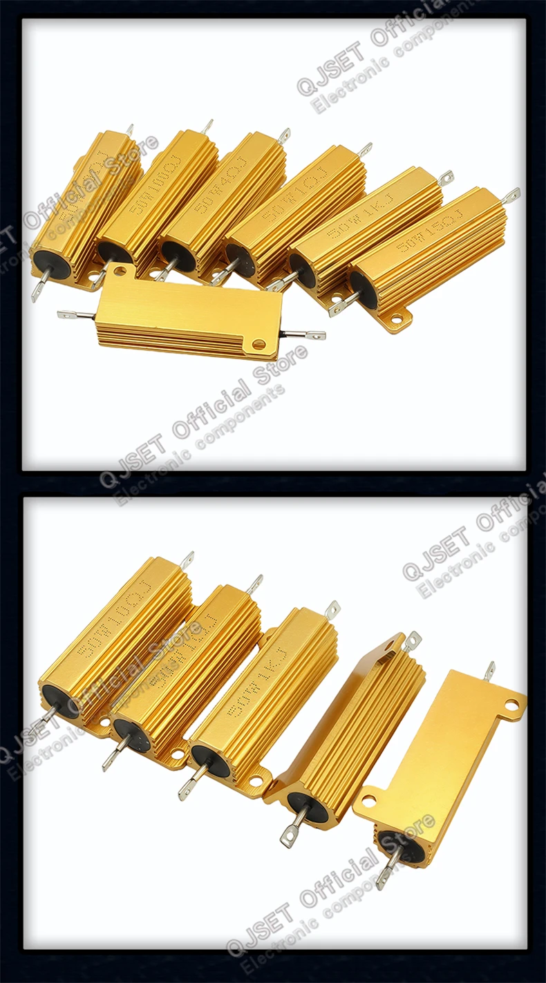 1 Stück RX24-50W Aluminiumgehäuse Gold Hochleistungs-Kühlkörperwiderstände 0,01R 2R 3R 4R 5R 6R 8R 15R 20 30 50 100 200 Ohm 2K 10K 10 Ohm – Detail 8