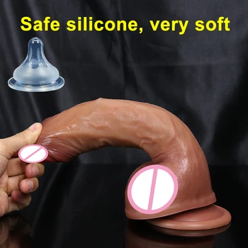 Long Foreskin Soft Big Realistic Dildo Anal Plug Sex Toy for Women Double Silicone Masturbators Small Penis Suction Cup Dick 4