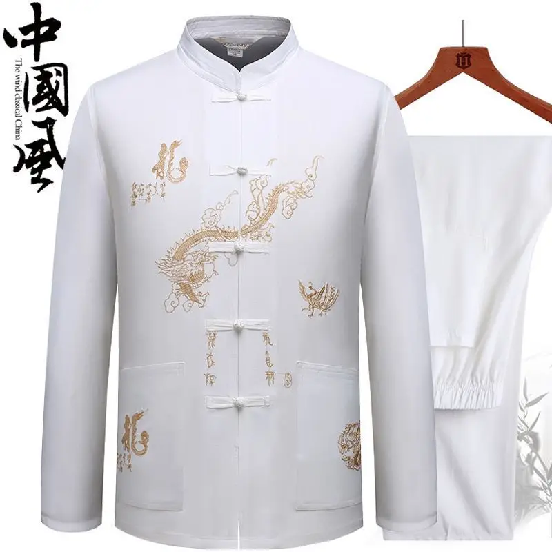 Tai chi clothing Traditional Kung Fu Tai Chi Cotton And Linen Tang Suit Uniform Men's Chinese Style Shirts Shirt And Blouses Jacket Clothing