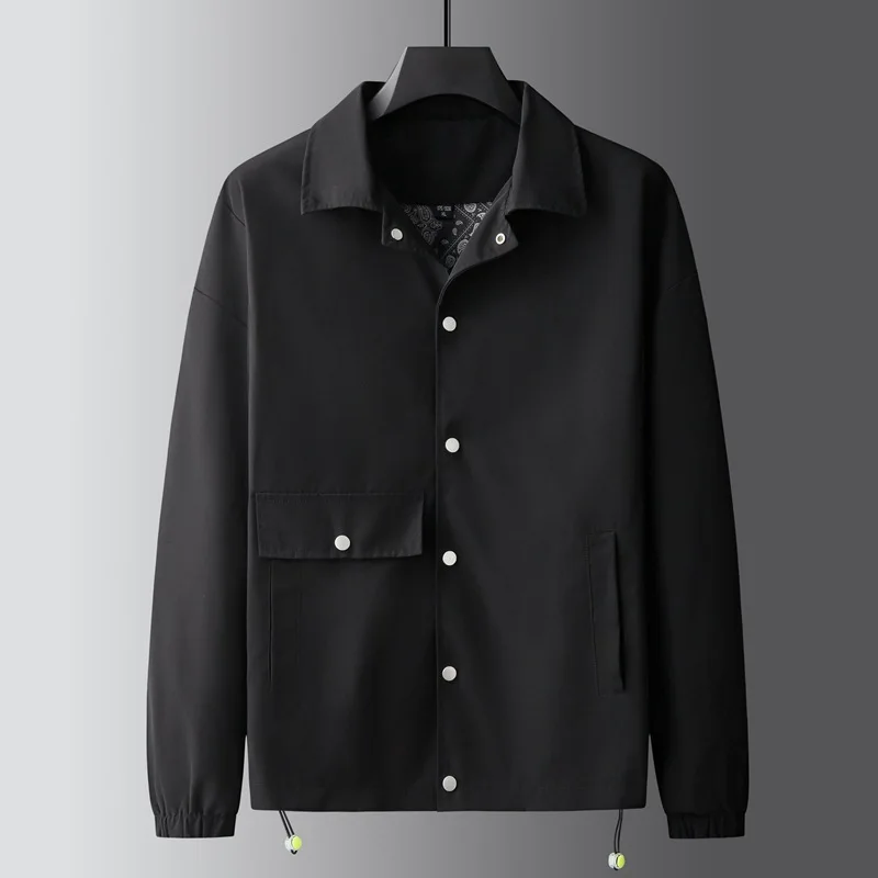 

8XL 9XL Plus Size Autumn New Jacket for Men Black Button Fashion Casual Pocket Coat Lapel Bggay Outdoor Outerwear