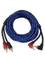 Premium Pure Copper Audio Cable for Car Audio System Enhancement - 2 RCA to 2 RCA Signal Cable (5 meters)