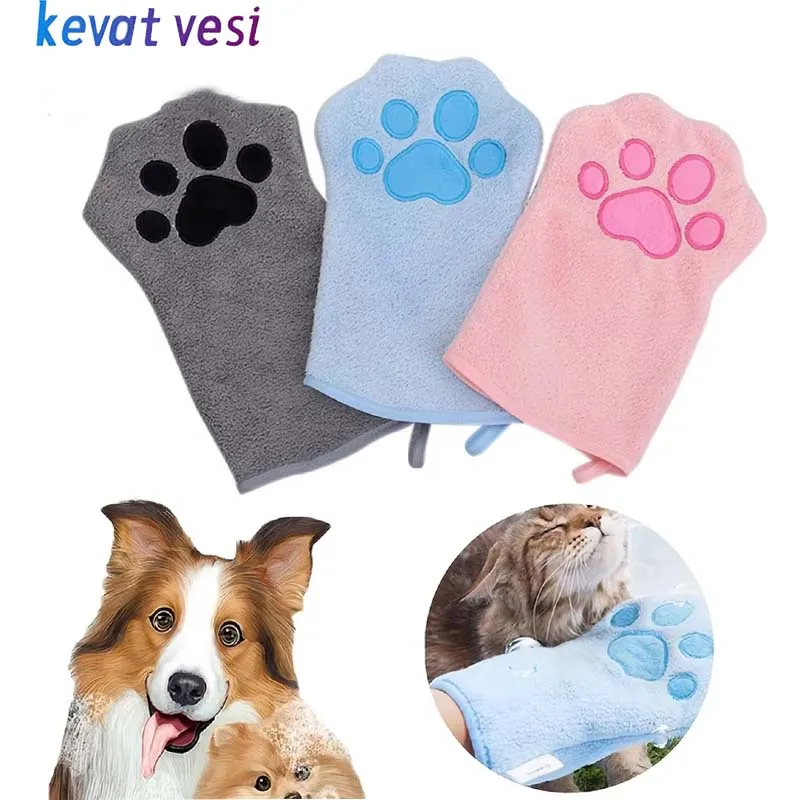 1/2Pcs Pet Grooming Gloves Quick Drying Dog Cat Bathing Towel Double Sided Soft Microfiber Puppy Kitten Bathing Cleaning Tools pet bath towel