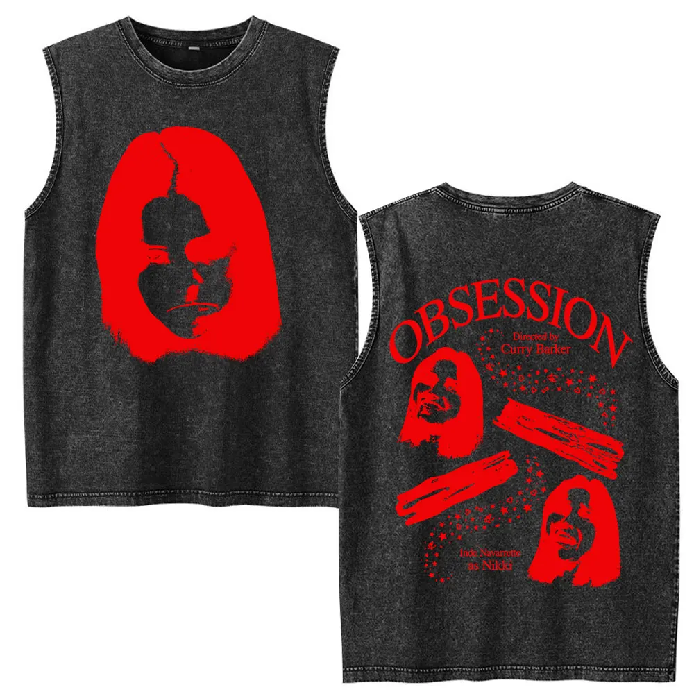 Nikki Vintage Washed Horror Graphic Sleeveless Cotton Tank Top